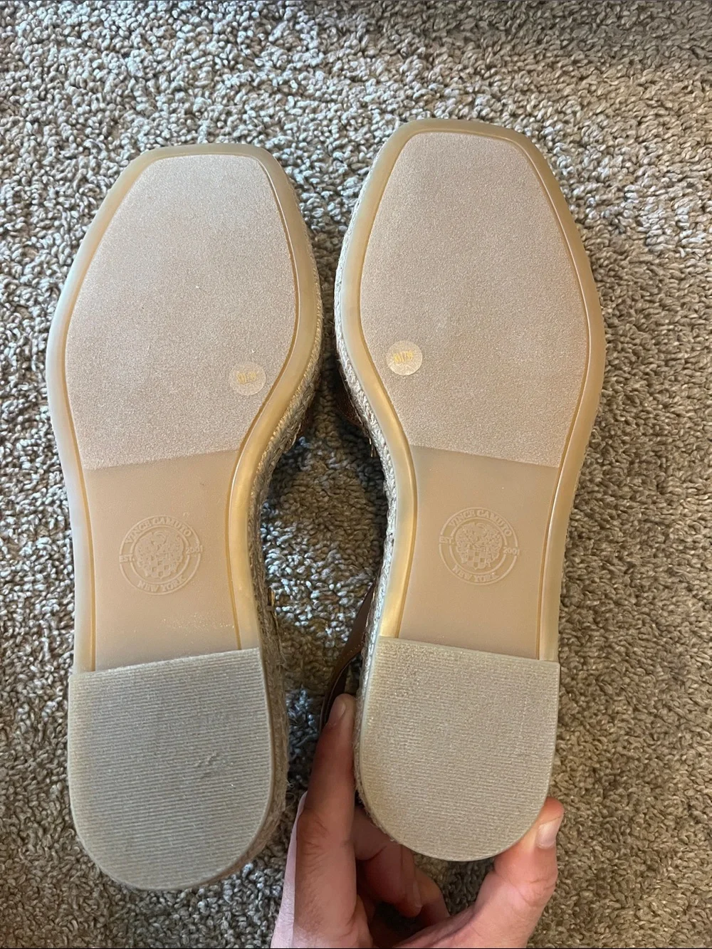 Vince Camuto Mariah Tan Brown Leather Ankle-Strap Espadrille Sandals